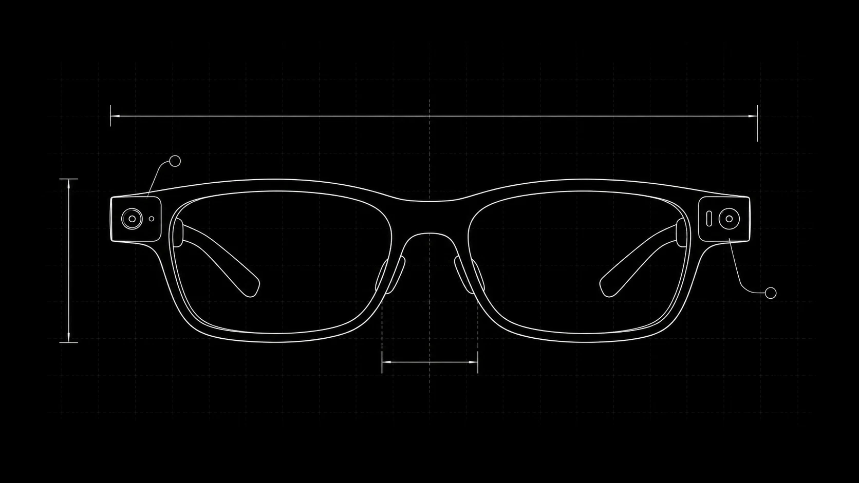 smart glasses — front blueprint
